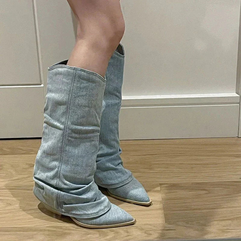 Bottes en denim femme – Chaussures tendance en jean pour look décontracté