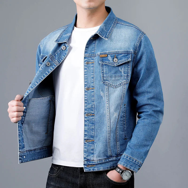 Veste en jean homme délavée – Veste casual tendance pour look décontracté