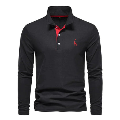 Polo homme à manches longues – T-shirt élégant en coton pour casual et sport