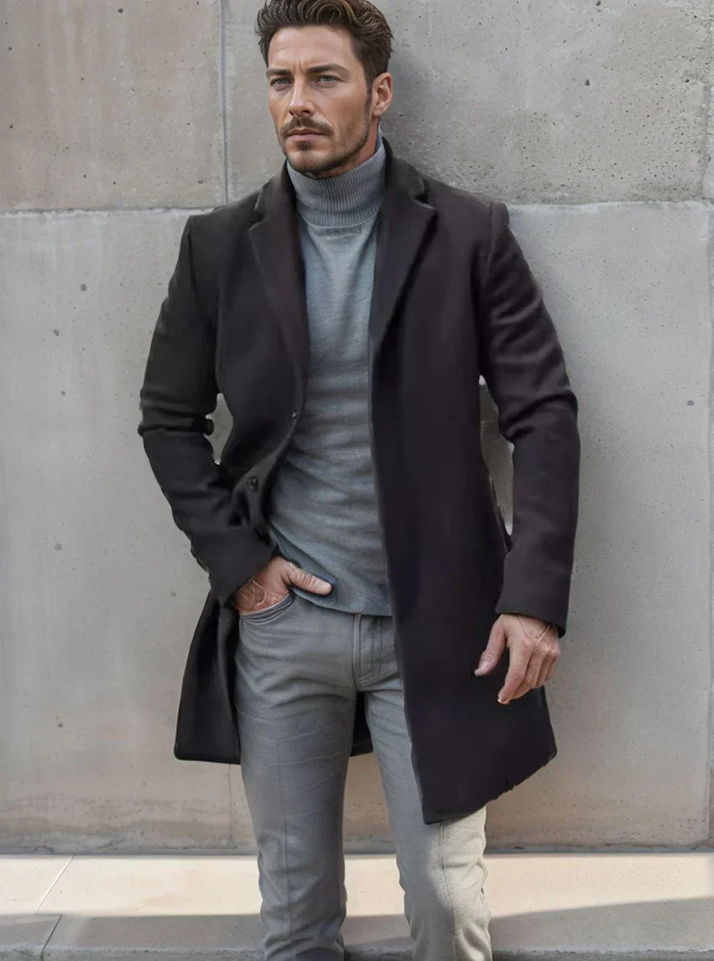 Manteau élégant homme – Manteau en laine coupe moderne pour occasions formelles