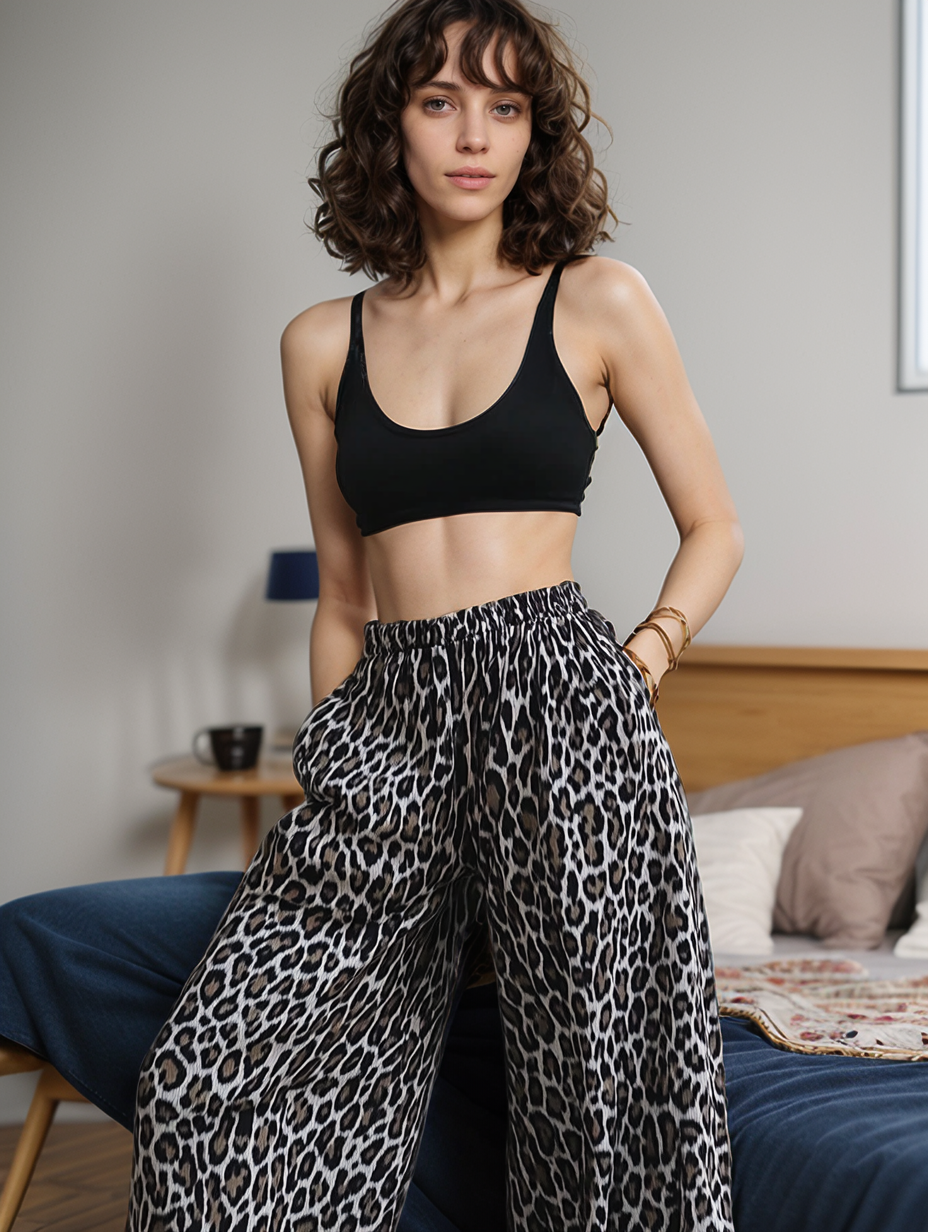 Pantalons léopard femme – Pantalon chic à imprimé animalier pour soirée et quotidien