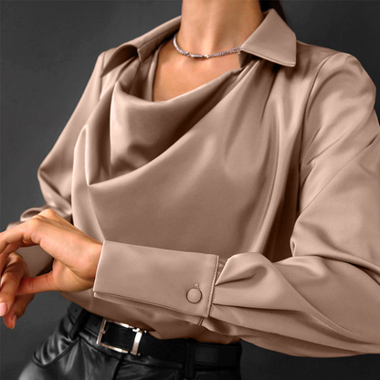 Blouse élégante femme – Chemisier chic en satin à manches longues pour soirée