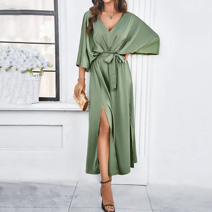 Robe longue fendue femme – Robe élégante fluide pour soirée et mariage