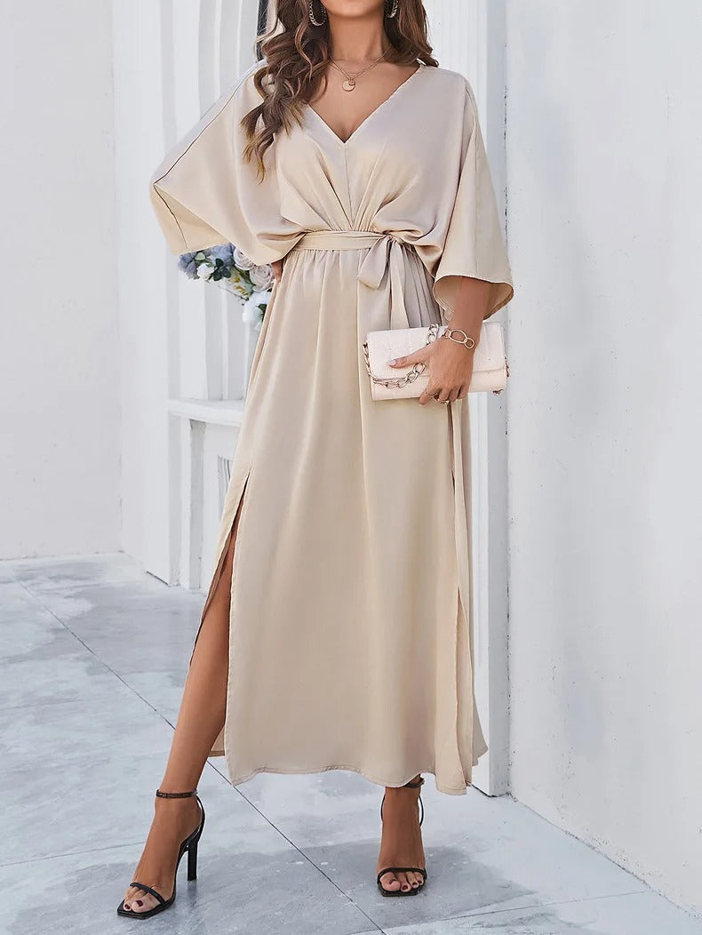 Robe longue fendue femme – Robe élégante fluide pour soirée et mariage