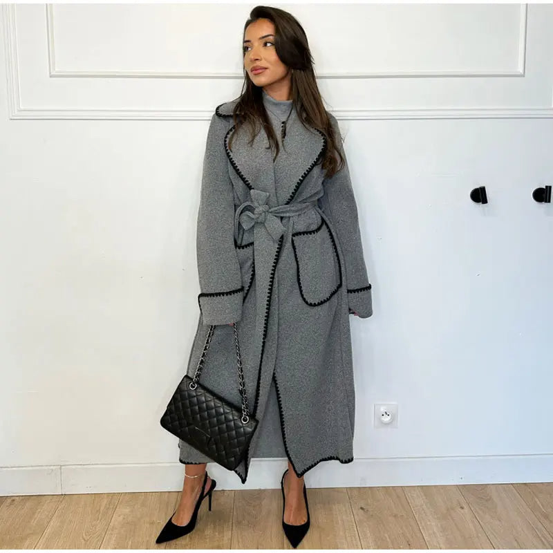 Manteau d'hiver femme – Long manteau chaud en laine élégant et confortable