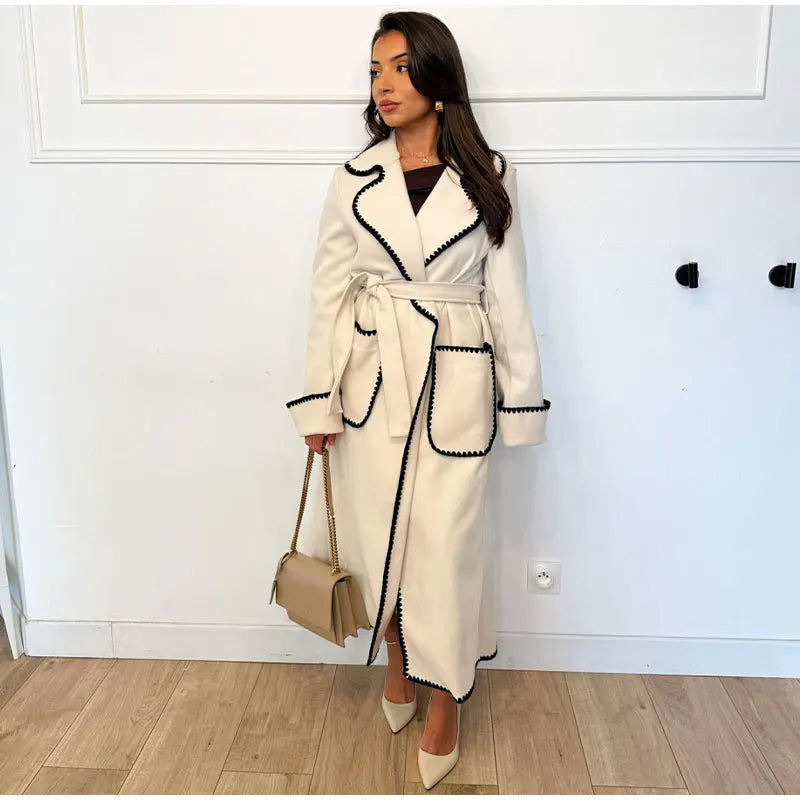 Manteau d'hiver femme – Long manteau chaud en laine élégant et confortable