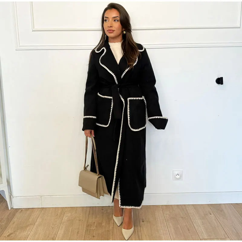 Manteau d'hiver femme – Long manteau chaud en laine élégant et confortable