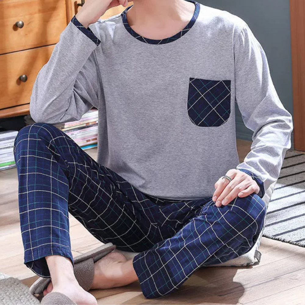 Pyjama homme – Ensemble confortable en coton doux pour nuits relaxantes