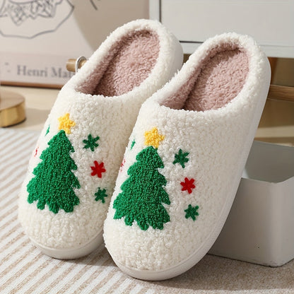 Chaussons de Noël femme – Pantoufles confortables en peluche pour fêtes