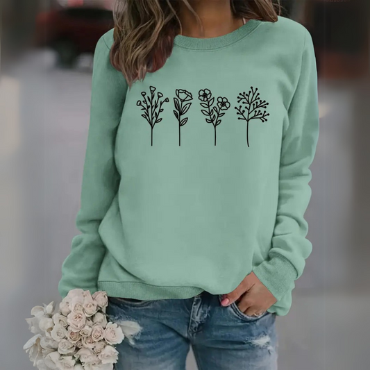 Pull fleuri femme – Pull élégant en coton doux pour automne hiver