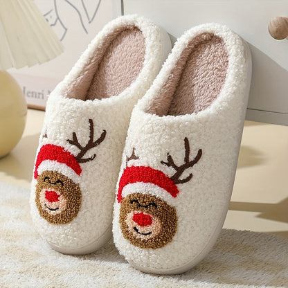 Chaussons de Noël femme – Pantoufles confortables en peluche pour fêtes