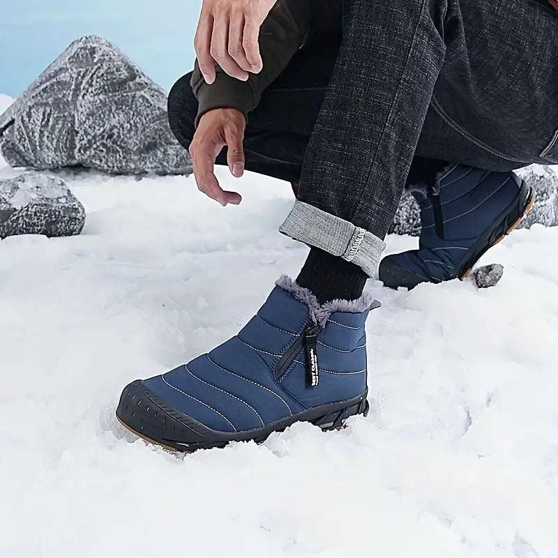 Bottes d'hiver homme – Bottes chaudes imperméables en cuir pour neige