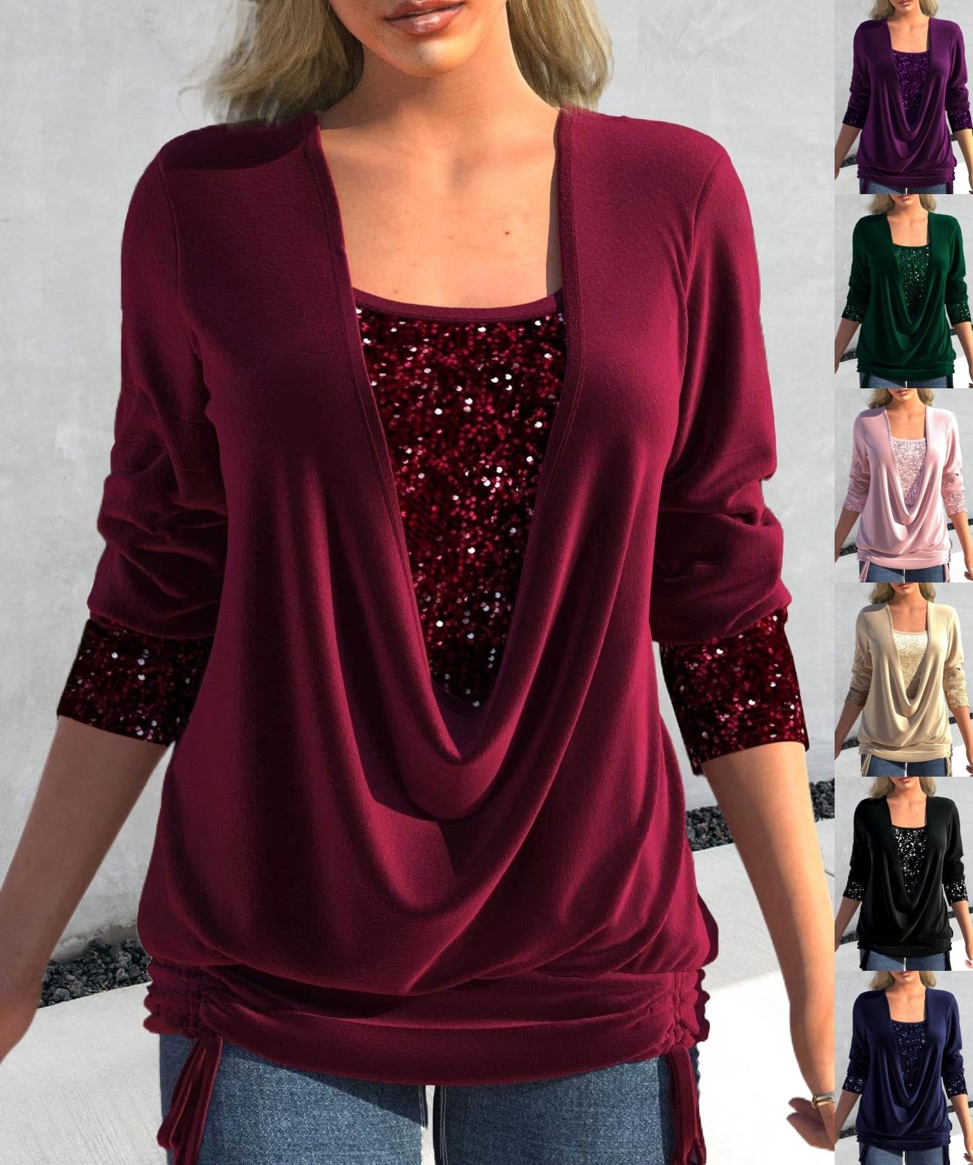 Blouse à paillettes femme – Top élégant à manches courtes pour soirée chic