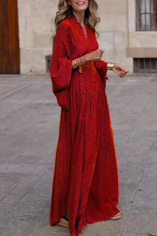 Robe géométrique femme – Robe élégante à manches longues pour soirée chic