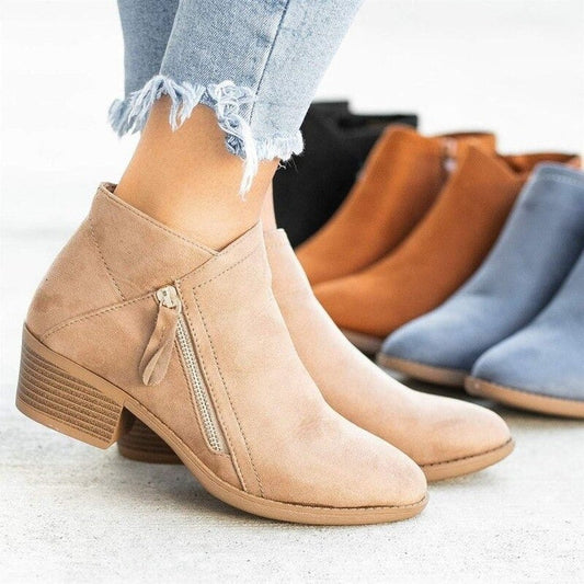 Bottines en daim femme – Chaussures élégantes en cuir suédé pour automne hiver