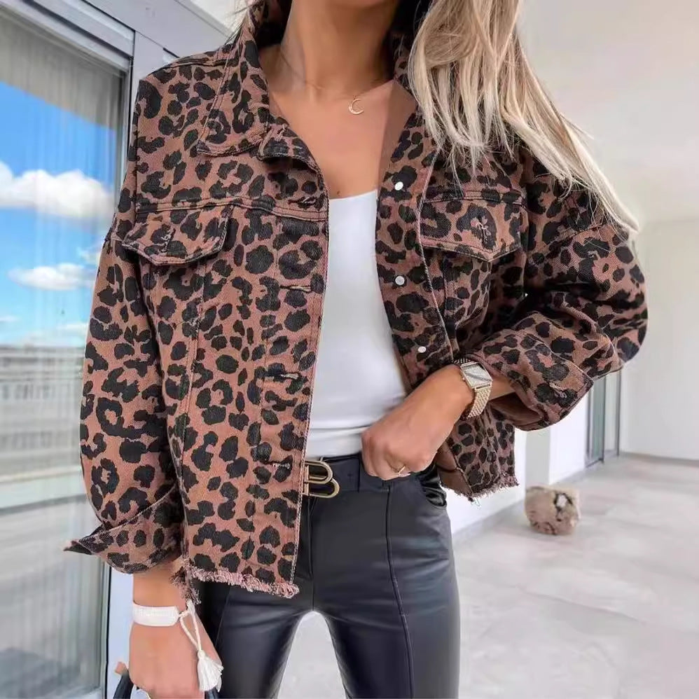 Veste à motif léopard femme – Veste chic en tissu doux et tendance pour automne