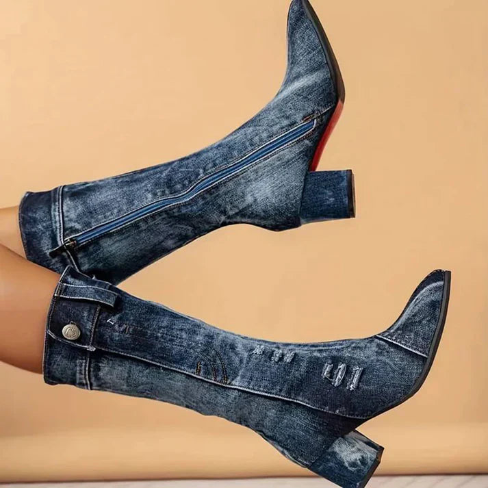 Bottes en denim femme – Bottines tendance en jean pour look décontracté chic