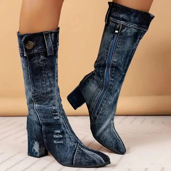 Bottes en denim femme – Bottines tendance en jean pour look décontracté chic