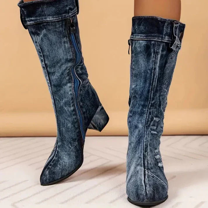 Bottes en denim femme – Bottines tendance en jean pour look décontracté chic