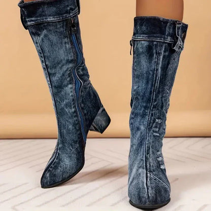 Bottes en denim femme – Bottines tendance en jean pour look décontracté chic