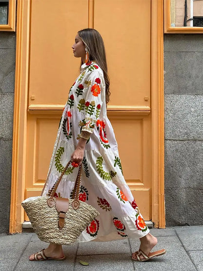 Robe d'été femme – Robe tendance fluide à motifs pour vacances et sorties