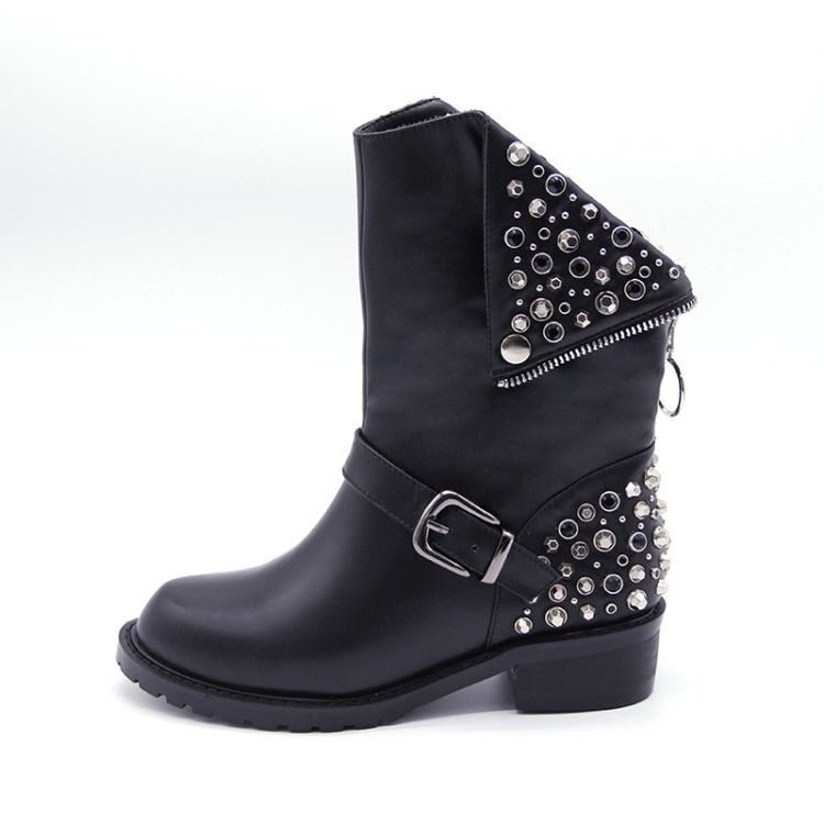 Bottes à clous femme – Bottes en cuir tendance avec clous pour look rock chic