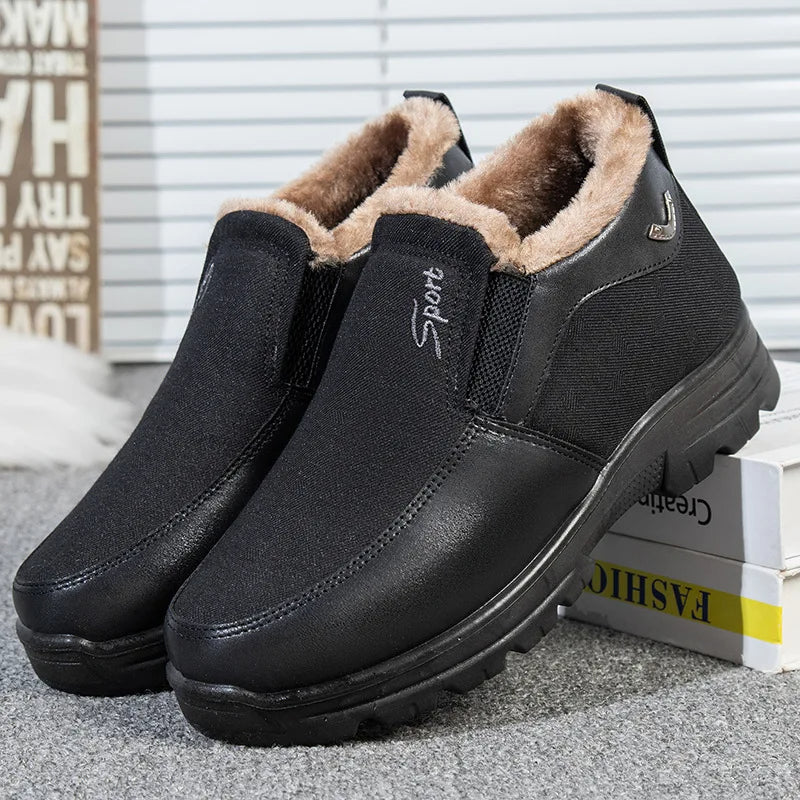 Chaussures d'hiver homme – Bottes chaudes en cuir imperméable et confortables