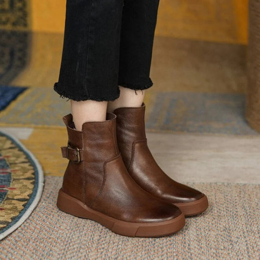 Bottes à la mode femme – Bottes élégantes en cuir pour automne et hiver