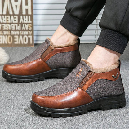 Chaussures d'hiver homme – Bottes chaudes en cuir imperméable et confortables