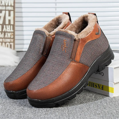 Chaussures d'hiver homme – Bottes chaudes en cuir imperméable et confortables