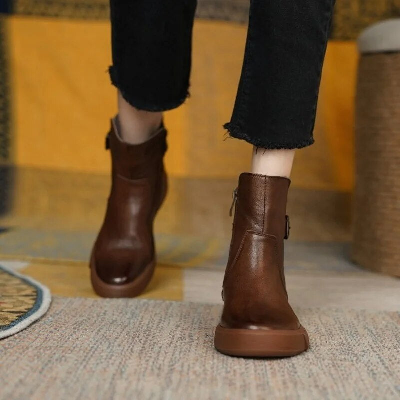 Bottes à la mode femme – Bottes élégantes en cuir pour automne et hiver