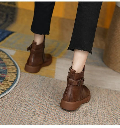 Bottes à la mode femme – Bottes élégantes en cuir pour automne et hiver