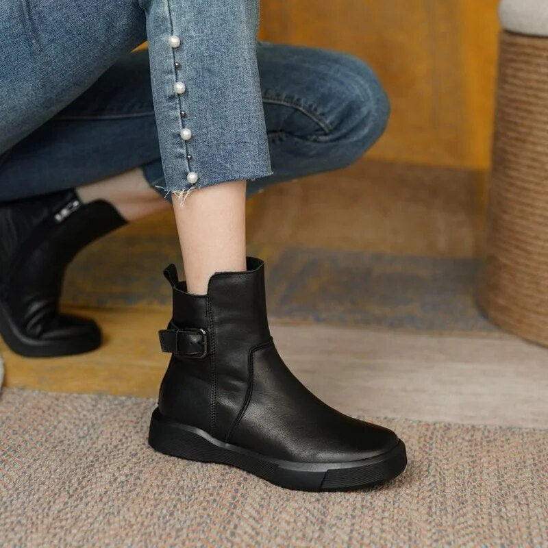 Bottes à la mode femme – Bottes élégantes en cuir pour automne et hiver