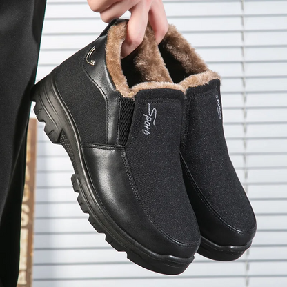 Chaussures d'hiver homme – Bottes chaudes en cuir imperméable et confortables