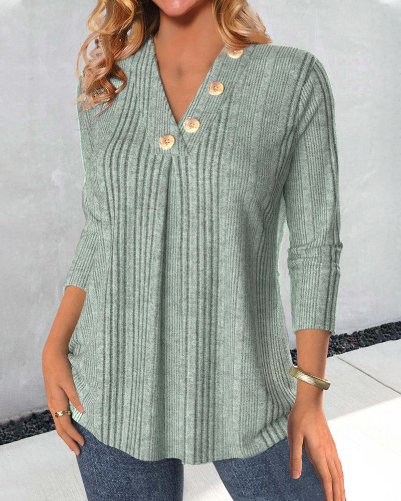 Blouse décontractée femme – Top à col en V léger et élégant pour été