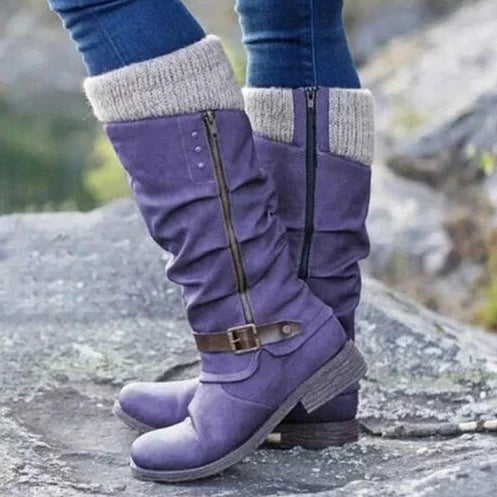 Bottes d'hiver femme – Bottes chaudes en cuir imperméable et confortables