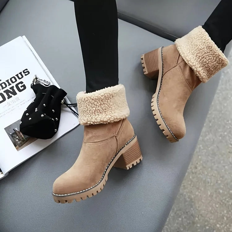 Bottes élégantes femme – Bottes en cuir chic à talons pour occasions spéciales