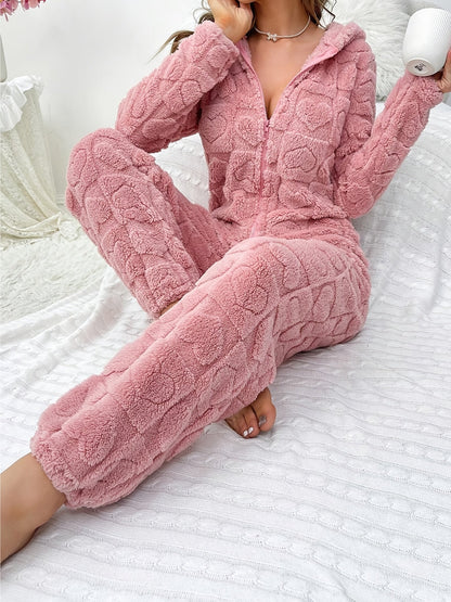 Combinaison confortable femme – Tenue décontractée avec capuche en coton doux