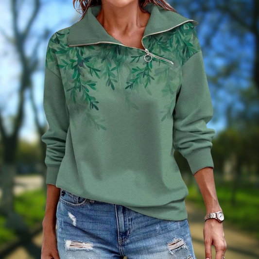 Pull confortable femme – Sweat en coton doux à col rond et coupe décontractée