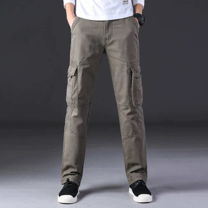 Pantalon cargo homme – Pantalon décontracté en coton léger avec poches pratiques