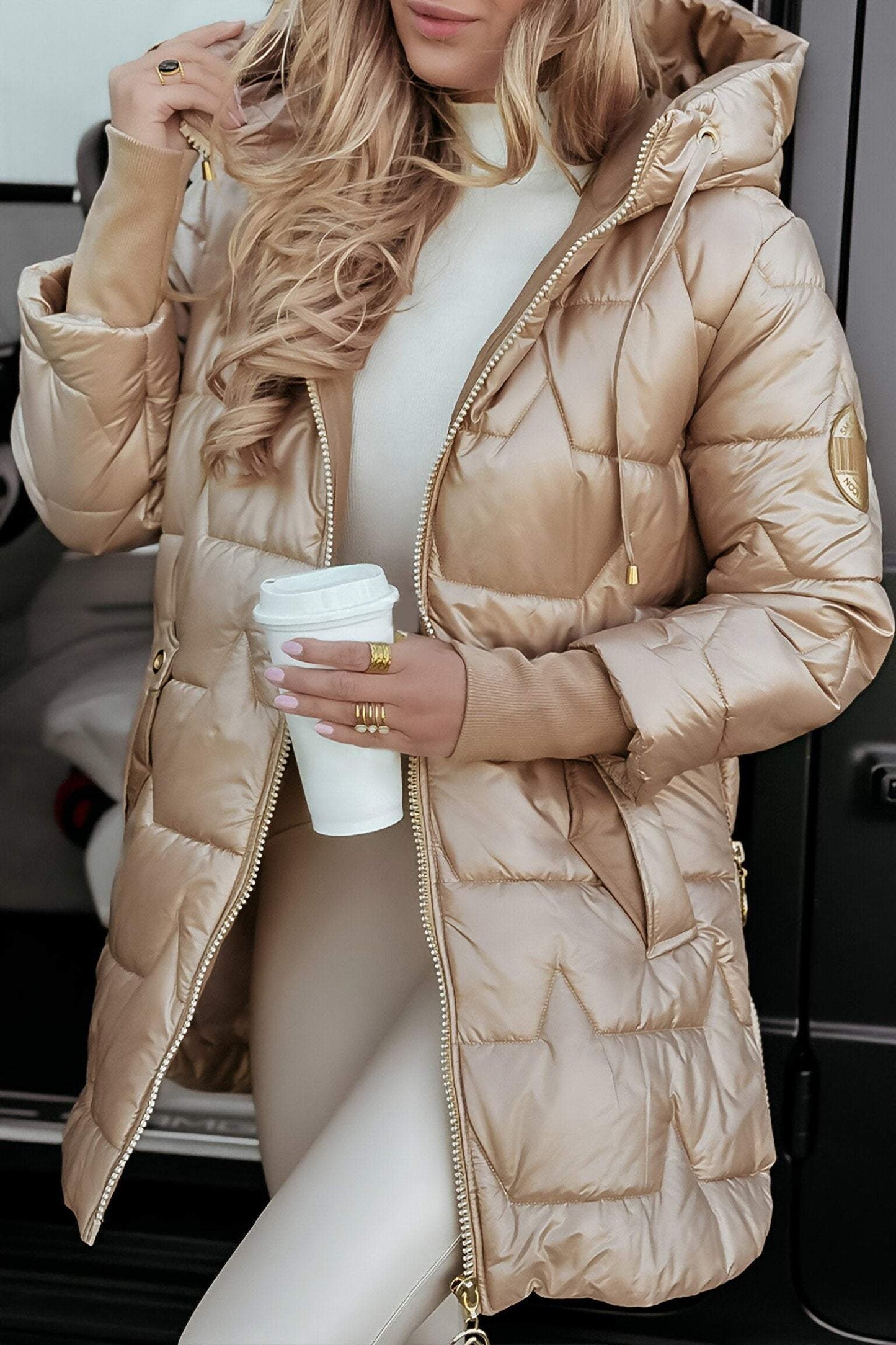 Manteau femme doublé avec capuche – Veste chaude et élégante pour hiver