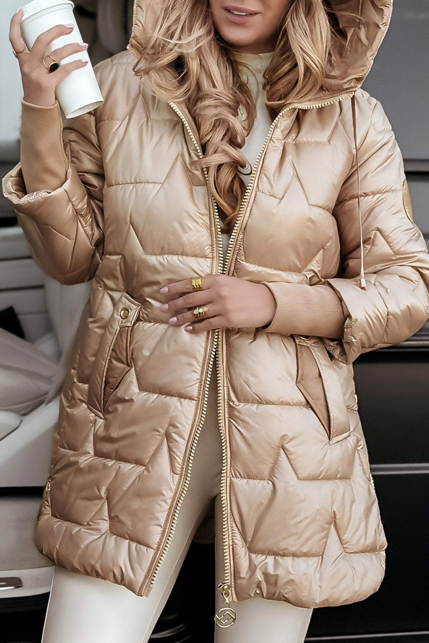 Manteau femme doublé avec capuche – Veste chaude et élégante pour hiver