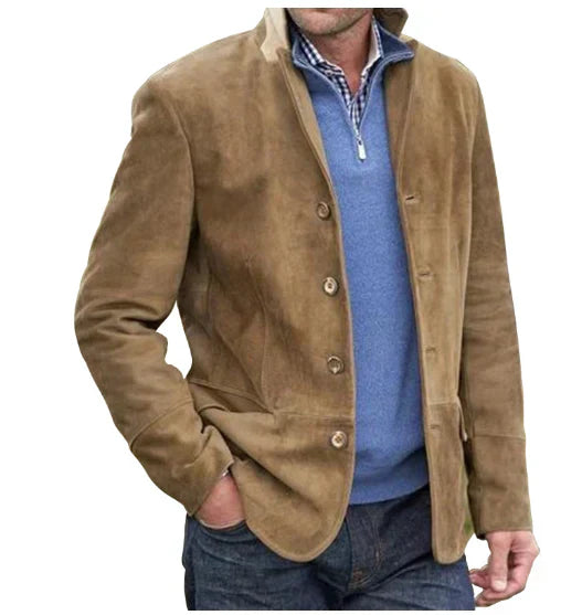 Manteau en daim homme vintage – Veste élégante en cuir suédé pour automne