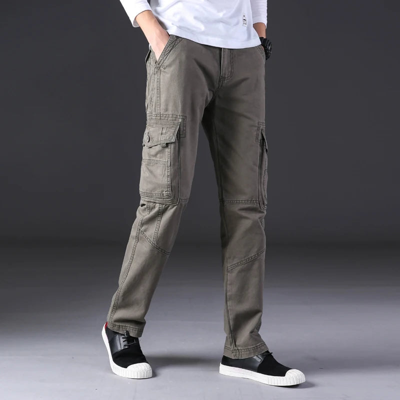 Pantalon cargo homme – Pantalon décontracté en coton léger avec poches pratiques