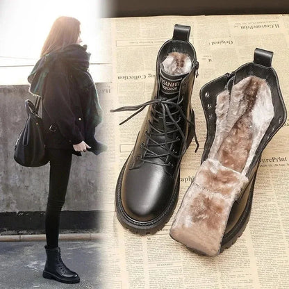 Bottes d'hiver femme en cuir – Chaussures chaudes et élégantes pour le froid