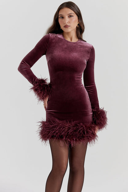 Robe courte velours femme – Robe élégante chic pour soirée et cérémonie