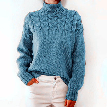 Pull col roulé femme – Pull tricoté chaud et élégant pour l'hiver