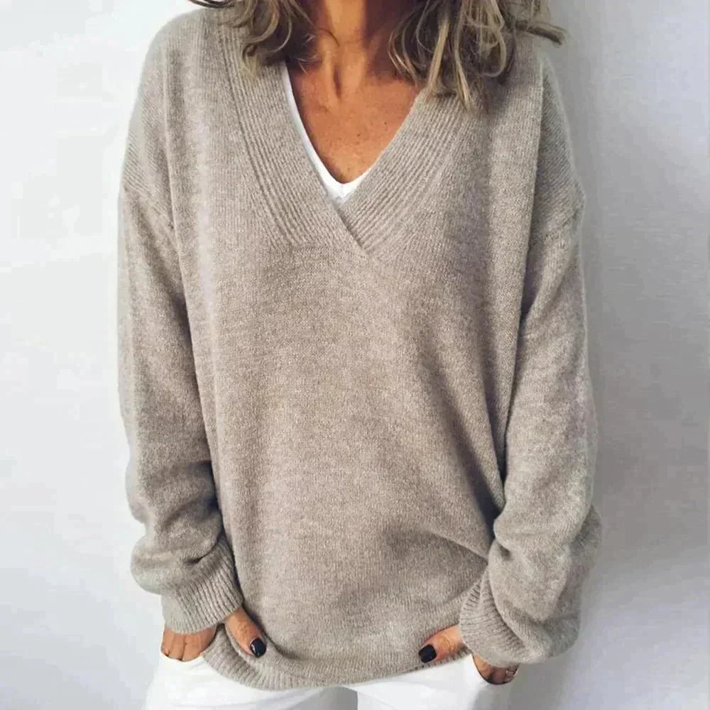 Pull décontracté femme – Sweat en coton doux à manches longues et coupe ample