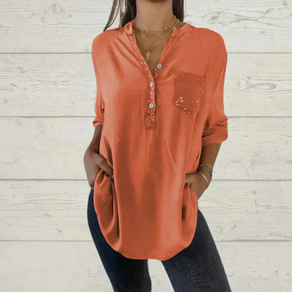 Blouse élégante femme – Top chic en satin à manches longues pour soirée