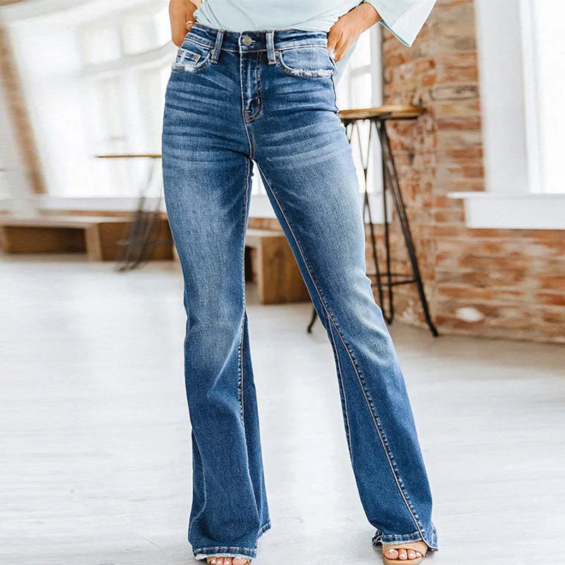 Jeans larges femme – Jean décontracté taille haute en denim léger et confortable